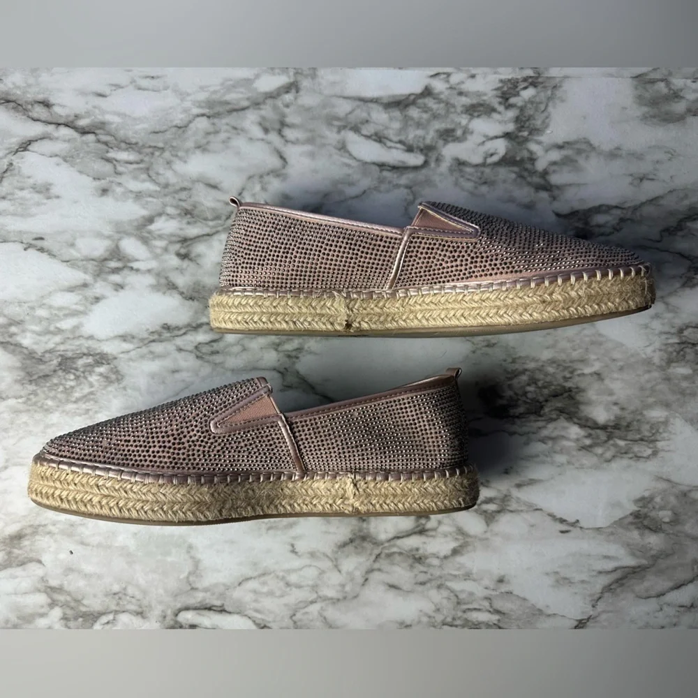 Kaari Blue Pink Rhinestone and Woven Slip On Shoes - Picture 5 of 12